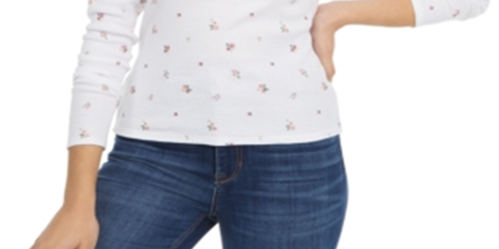 Camisas Henley Ultra Flirt Junior's Scallop Edge Brancas Tamanho X-Grande