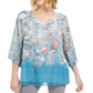 Túnica feminina de chiffon com decote dividido, azul-petróleo, tamanho extrapequeno, da coleção JM