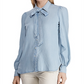 Camisa Ralph Lauren Feminina Cambraia com Gola Amarrada Azul Tamanho X-G