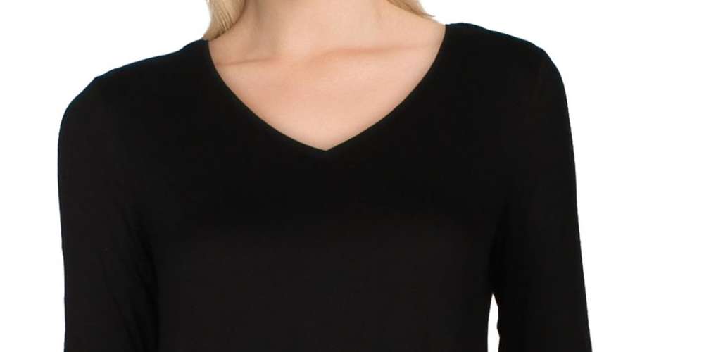 Blusa túnica feminina Alfani com decote em V e alças finas, preta, tamanho X-S