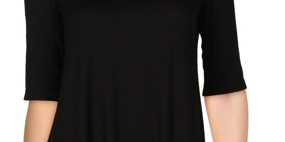 Blusa túnica feminina Alfani com decote em V e alças finas, preta, tamanho X-S