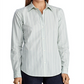 Camisa de algodão listrada Ralph Lauren feminina com botões, verde, tamanho grande