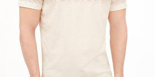 Camiseta listrada masculina Alfani, gola redonda, marrom, tamanho grande