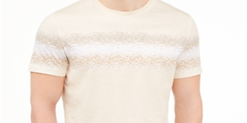 Camiseta listrada masculina Alfani, gola redonda, marrom, tamanho grande