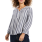 Blusa listrada franzida feminina Style &amp; Co, azul, tamanho X-S