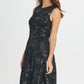 Vestido de festa curto e flare com decote em joia e sem mangas DKNY feminino, preto, tamanho 2