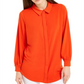 Camisa feminina Alfani com botões, laranja, tamanho M