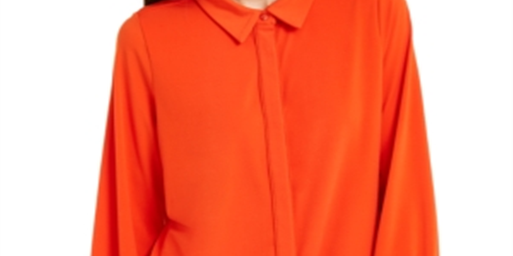 Camisa feminina Alfani com botões, laranja, tamanho M