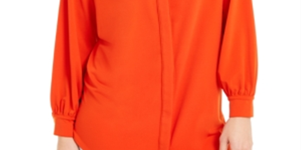 Camisa feminina Alfani com botões, laranja, tamanho M