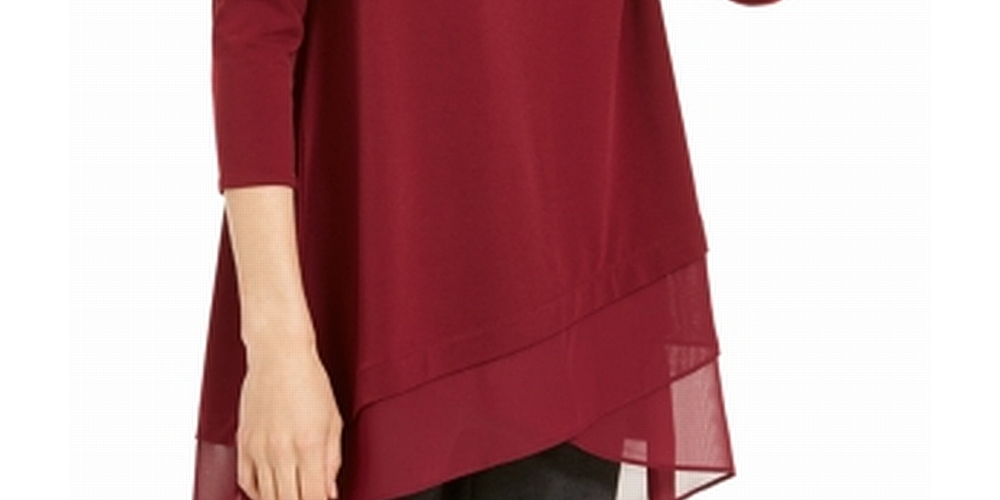 Blusa de malha com bainha cruzada feminina Alfani, vermelha, tamanho pequeno