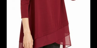 Blusa de malha com bainha cruzada feminina Alfani, vermelha, tamanho pequeno