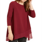 Blusa de malha com bainha cruzada feminina Alfani, vermelha, tamanho pequeno