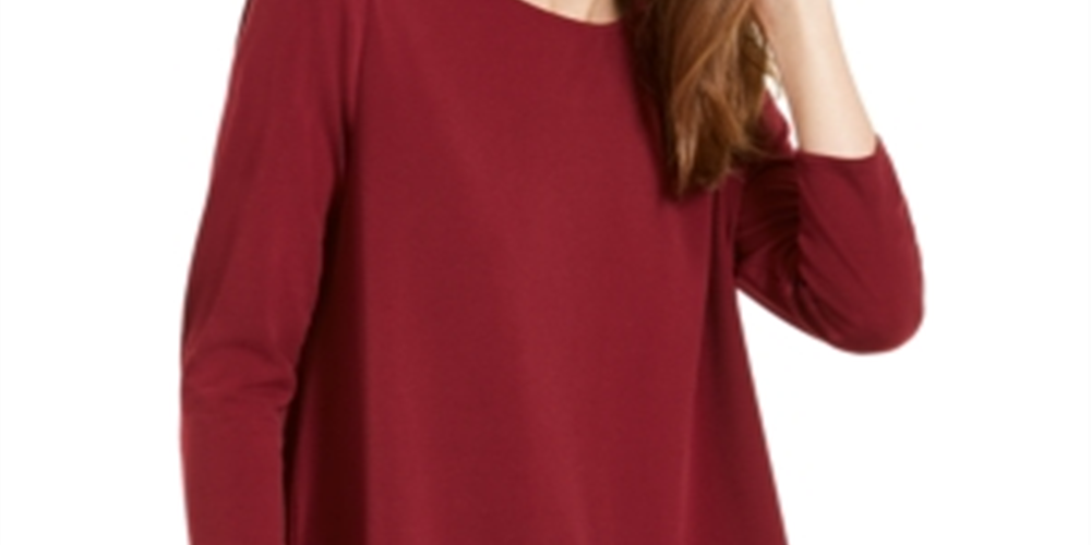 Blusa de malha com bainha cruzada feminina Alfani, vermelha, tamanho pequeno