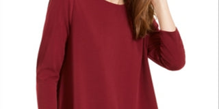 Blusa de malha com bainha cruzada feminina Alfani, vermelha, tamanho pequeno
