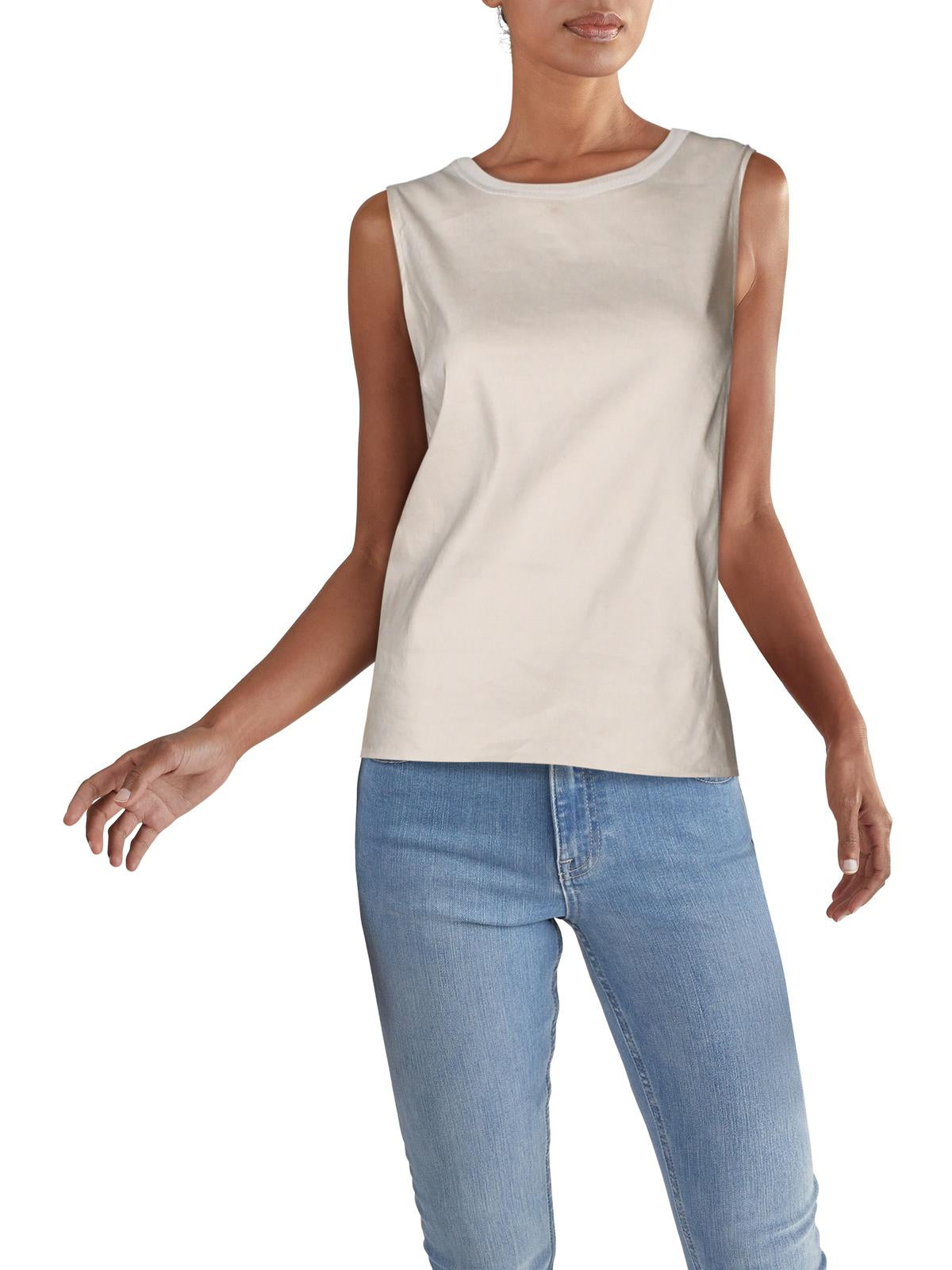 Blusa feminina Alfani sem mangas com decote em joia, marrom, tamanho extragrande