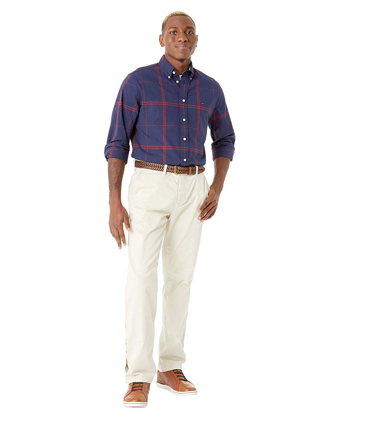 Calça Chino Masculina Tommy Hilfiger com Cintura Ajustável Creme Tamanho 38x32