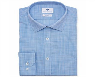 Camisa social masculina Ryan Seacrest Distinction Slim Fit em tecido elástico xadrez, azul, tamanho 15