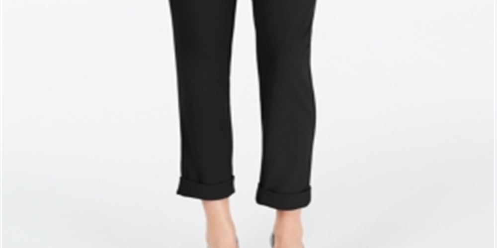 Calça feminina curta com cinto e zíper da INC International Concepts, preta, tamanho 4