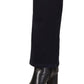Calça jeans feminina com controle de barriga, lisa, perna reta, azul, tamanho 22