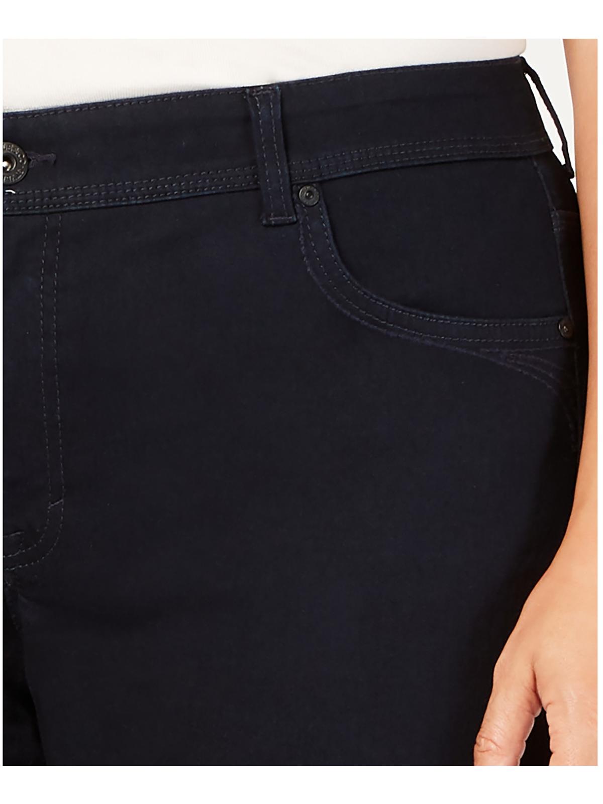 Calça jeans feminina com controle de barriga, lisa, perna reta, azul, tamanho 22
