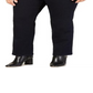 Calça jeans feminina com controle de barriga, lisa, perna reta, azul, tamanho 22