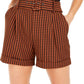 Shorts Feminino Bar III Xadrez Cinto Marrom Tamanho 4