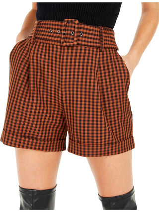 Shorts Feminino Bar III Xadrez Cinto Marrom Tamanho 4