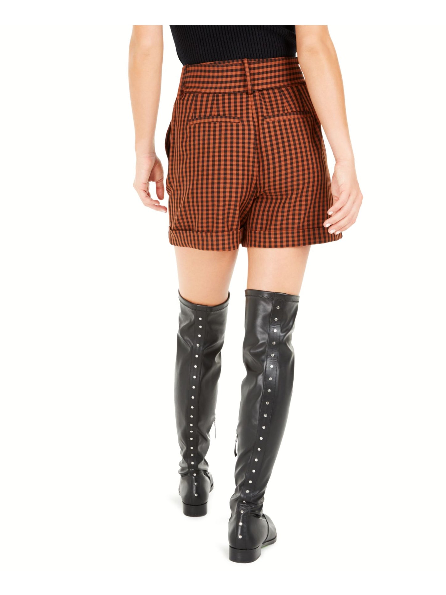 Shorts Feminino Bar III Xadrez Cinto Marrom Tamanho 4