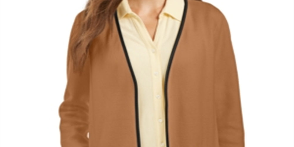 Suéter feminino Charter Club Milano Cotton Completer marrom tamanho pequeno