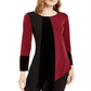 Blusa feminina Alfani com bainha assimétrica e blocos de cores, marrom e preto, tamanho pequeno grande