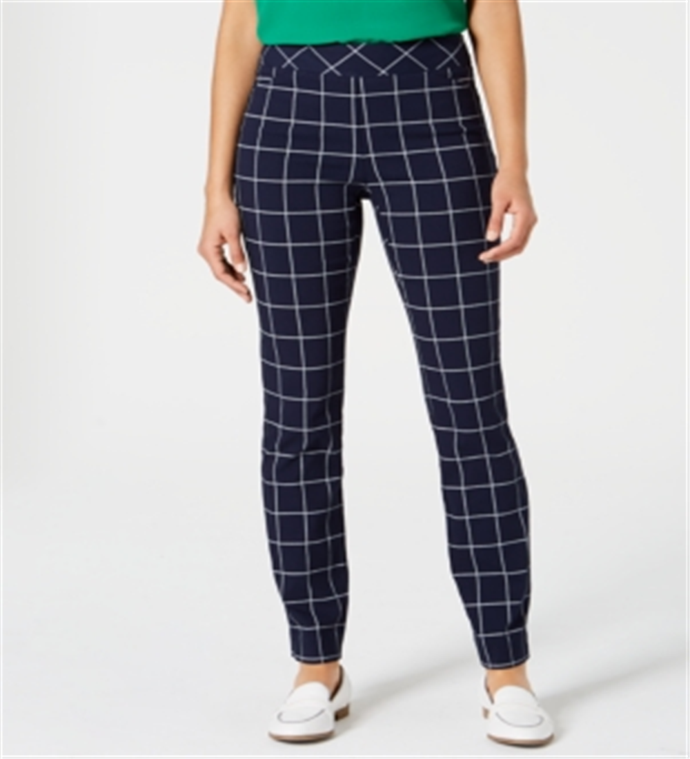 Calça feminina Charter Club Windowpane azul tamanho 12