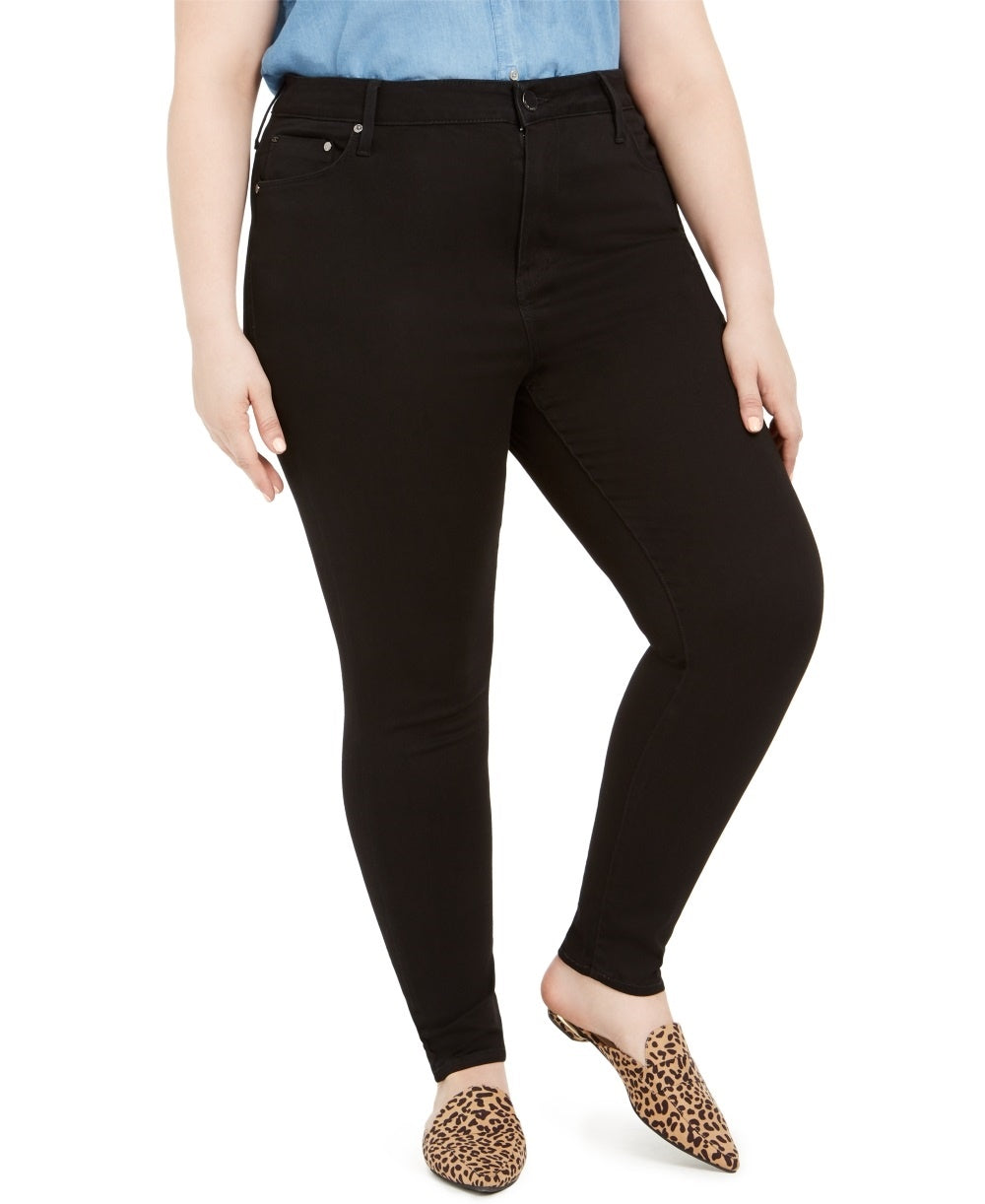 Calça jeans skinny feminina Seven7 Jeans cintura alta preta tamanho 18W