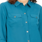 Camisa feminina Charter Club com dois bolsos, azul, tamanho extragrande