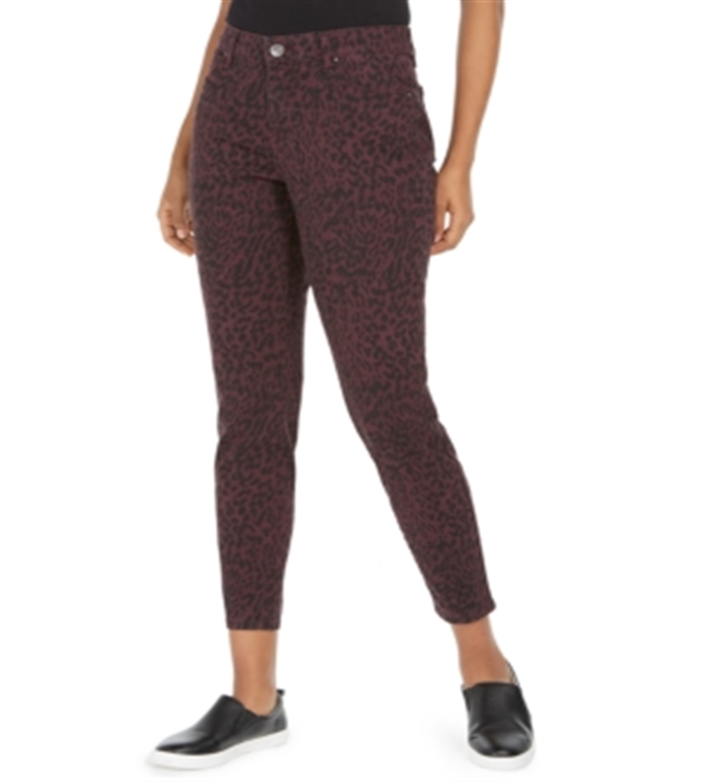 Jeans skinny feminino com estampa animal e curvas Style &amp; Co, vermelho, tamanho 10, pequeno