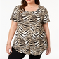 Blusa feminina plus size com estampa animal da coleção JM, marrom/animal Journey, tamanho 0X