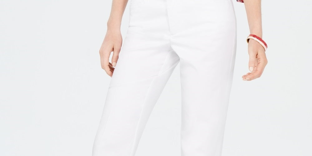 Calça feminina Charter Club com controle de barriga, branca, tamanho 6