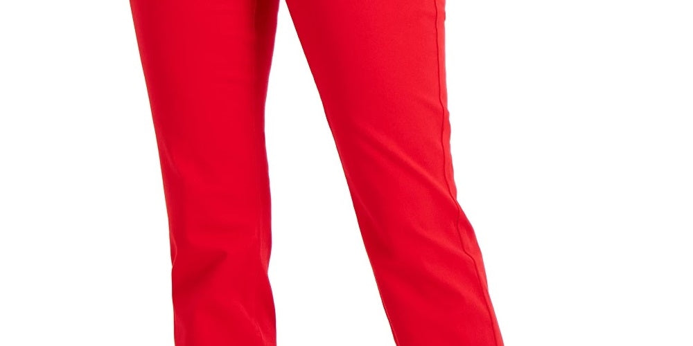 Calça jeans feminina Lexington reta, vermelha, tamanho 4, Charter Club