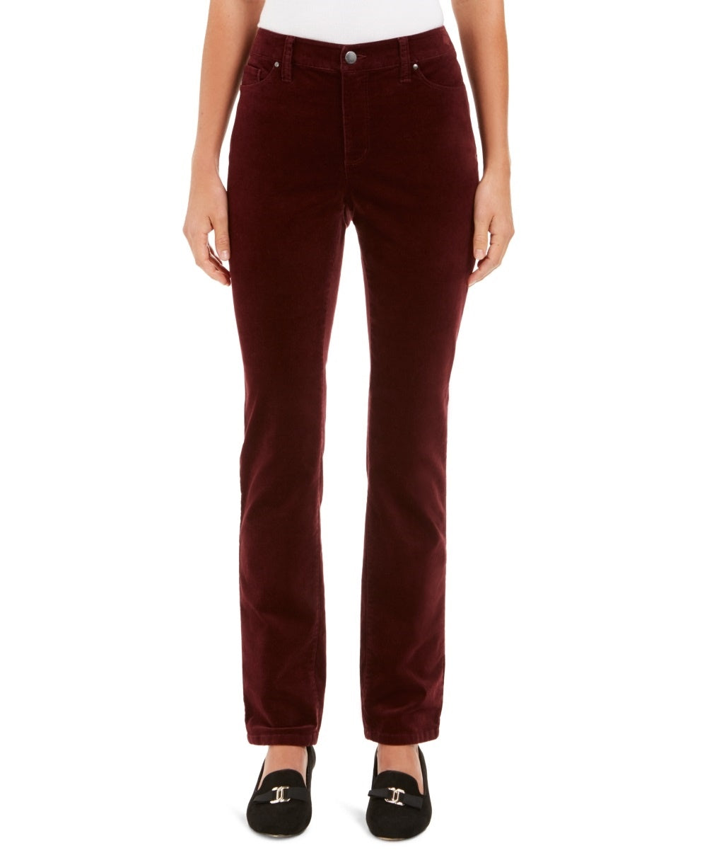 Calça jeans feminina Charter Club Lexington Velveteen reta vermelha tamanho 16 pequena
