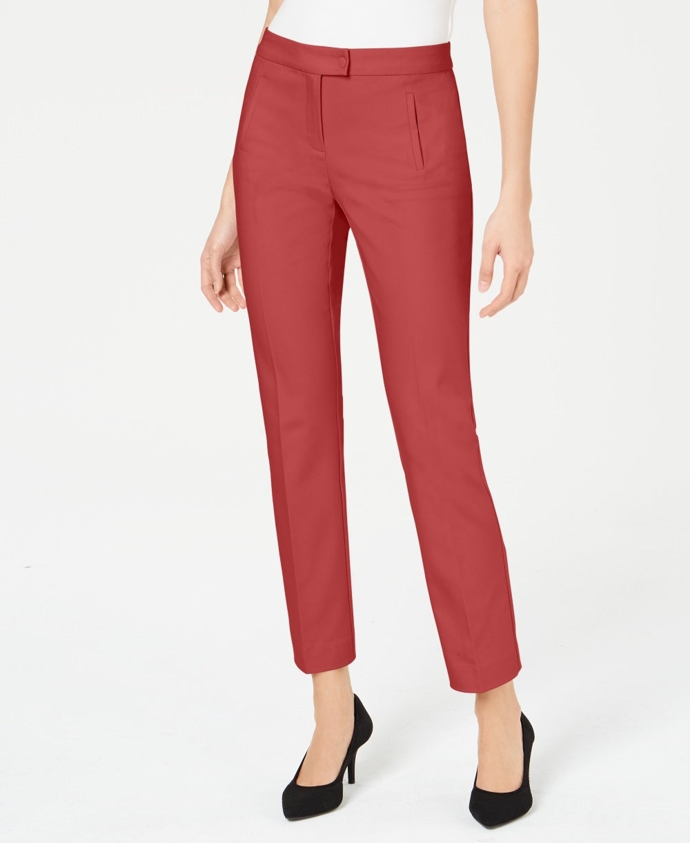 Calça feminina Alfani Tummy Control Slim Leg Vermelha Tamanho 8