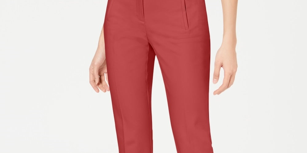 Calça feminina Alfani Tummy Control Slim Leg Vermelha Tamanho 8