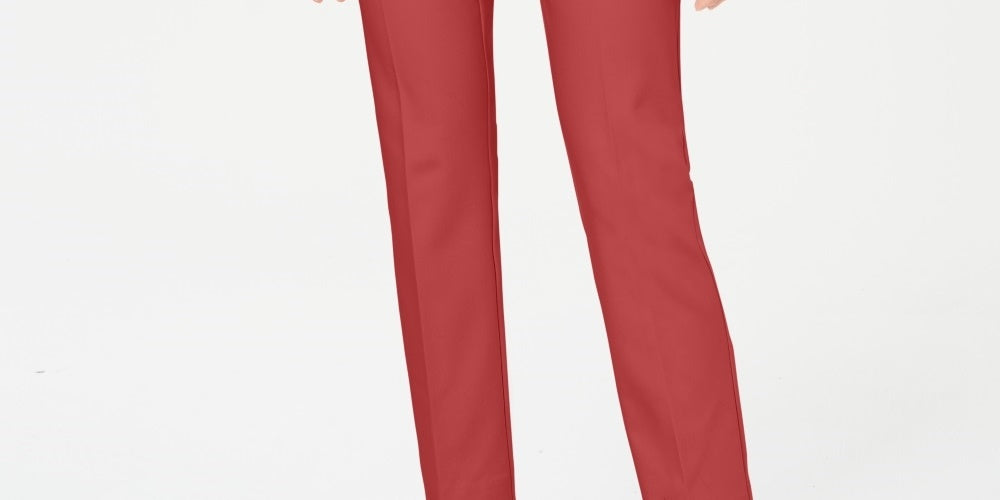 Calça feminina Alfani Tummy Control Slim Leg Vermelha Tamanho 8