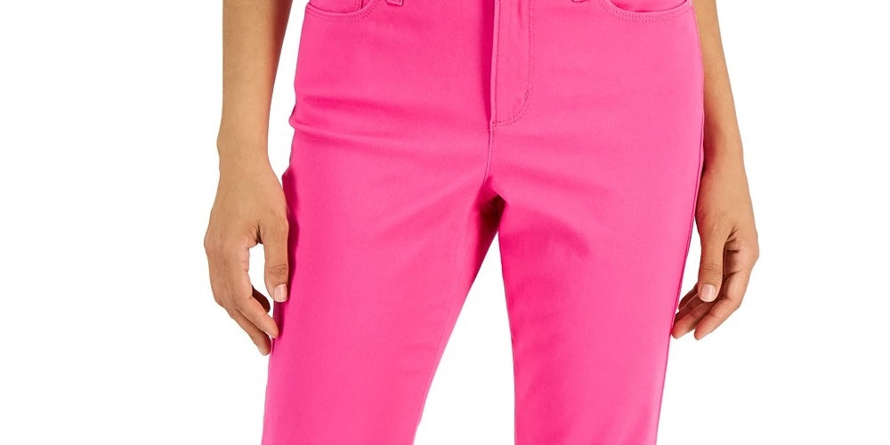 Calça jeans feminina Charter Club Tummy Control Bristol Capri rosa tamanho 10