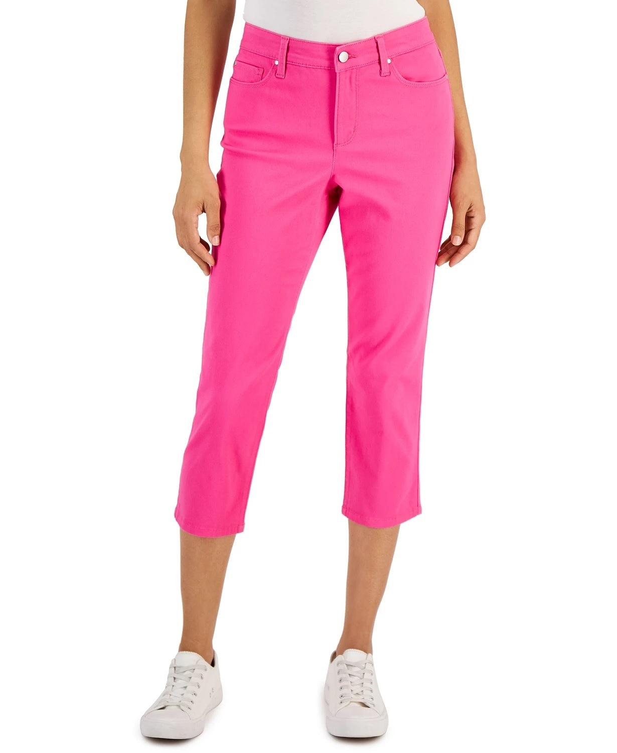 Calça jeans feminina Charter Club Tummy Control Bristol Capri, rosa, tamanho 4