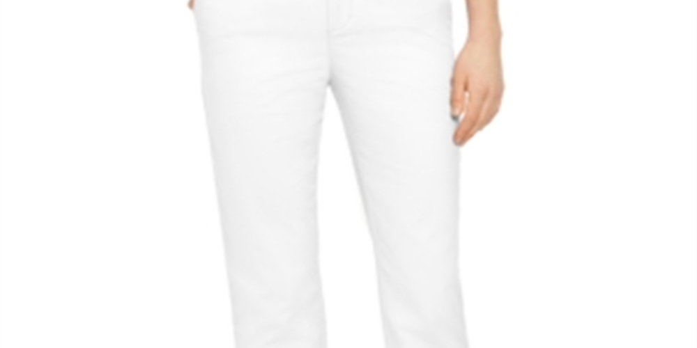 Calça Chino Feminina Estilo &amp; Co, Perna Reta, Branca, Tamanho 4