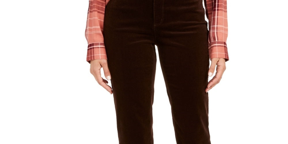 Calça de veludo cotelê Lexington Tummy Control feminina Charter Club, tamanho 20X5, marrom