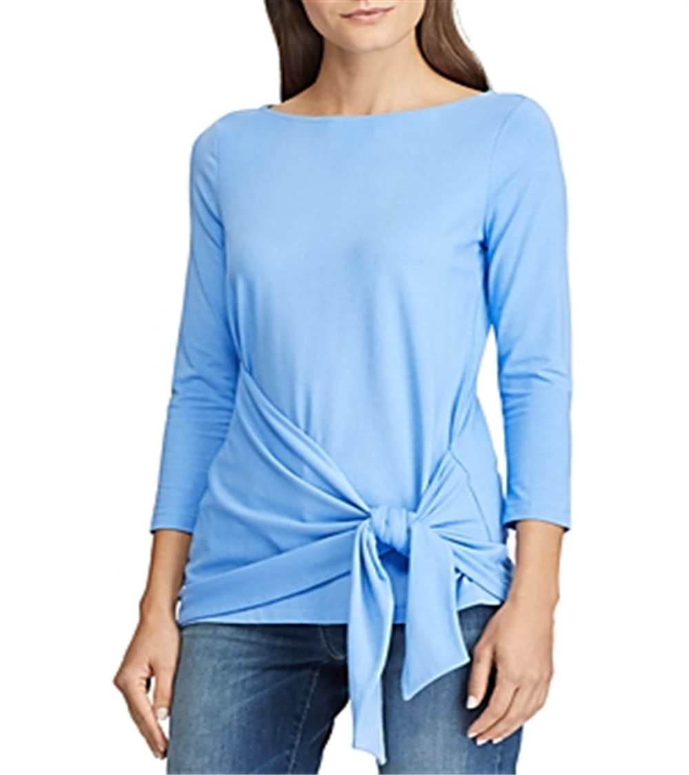 Blusa Ralph Lauren Feminina Transpassada Decote Canoa Azul Tamanho Grande