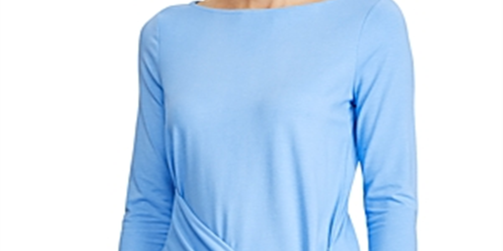 Blusa Ralph Lauren Feminina Transpassada Decote Canoa Azul Tamanho Grande