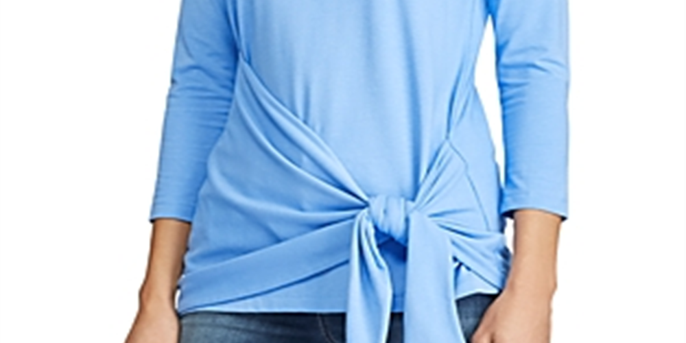 Blusa Ralph Lauren Feminina Transpassada Decote Canoa Azul Tamanho Grande