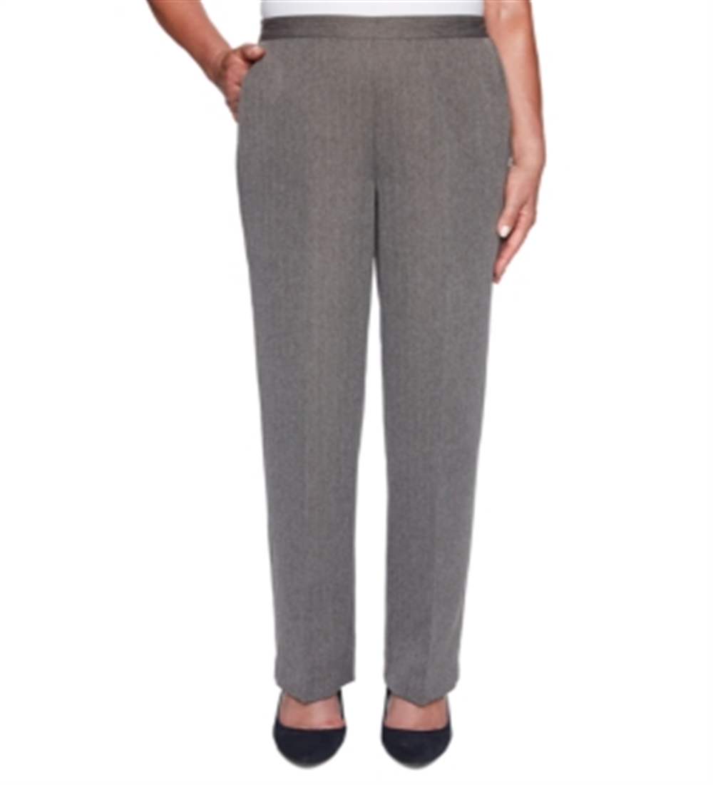 Calça listrada feminina Alfred Dunner Sapphire Skies cinza tamanho 16 pequena