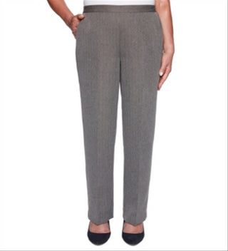 Calça listrada feminina Alfred Dunner Sapphire Skies cinza tamanho 16 pequena